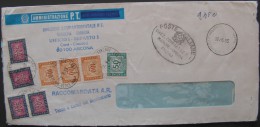 1985 Segnatasse £ 50 100 500 Su Busta Usato In Tariffa RACCOMANDATA A.R. Carico Destinatario OVALE POSTE Italia Lettera - Portomarken