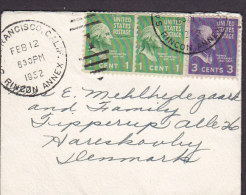 United States "Petite" SAN FRANCISCO Rincon ANNEX 1952 Cover Lettre To Denmark Washington & Jefferson Stamps - Covers & Documents