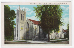 First Christian Church Springfield Illinois Linen Postcard - Springfield – Illinois