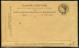 MADAGASCAR - CARTE LETTRE NEUVE DU CORPS EXPEDITIONNAIRE DE MADAGASCAR EN 1895 - LUXE - Covers & Documents