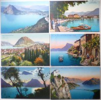 Cpa Lot 6x Lugano Pallazzo Municipale Gandria Pittore Usadel Ponte Salvatore Bender Voyagé 1912 CACHET PLEIN STAZZIONE - Colecciones Y Lotes