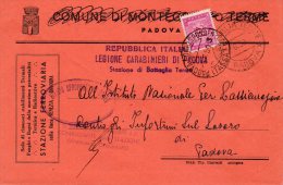 1950 LETTERA CON ANNULLO BATTAGLIA TERME PADOVA - Taxe