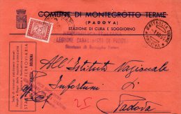 1954  LETTERA CON ANNULLO  BATTAGLIA TERME  PADOVA - Taxe