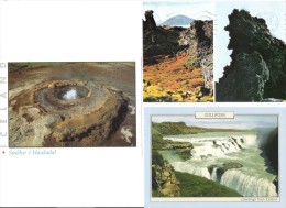 Island - Iceland - 3 Cards - Smidur I Haukadal - Gullfoss - Nice Stamps - Islande