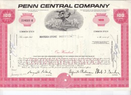Penn Central Company 100 Shares 19-1-1970: With Thema: Train, Car, Airplane - P - R