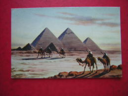 CPSM  ILLUSTRATION  PYRAMINDS AND DESERT   VOYAGEE TIMBRE OTE - Pyramiden