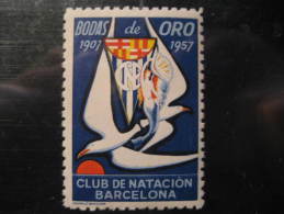 CLUB NATACION BARCELONA Golden Jubilee Swimming Water Polo Waterpolo Poster Stamp Label Vignette Viñeta Spain - Wasserball