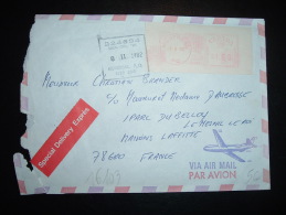 LETTRE PAR EXPRES POUR LA FRANCE EMA 1.60 MONTREAL 8 II 82 + CACHET SUCC. POST. "B" POSTAL Stn. N°23 Montreal, P. Q. - Cartas & Documentos