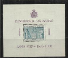 SAN MARINO 1937 INDIPENDENZA INDEPENDENCE L'INDÉPENDANCE FOGLIETTO SHEET MNH - Blocs-feuillets