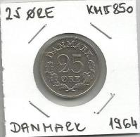 C8 Denmark 25 Ore 1964. KM#850 - Danemark