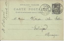 FRANCIA LANGRES ENTERO POSTAL H BELIGNE 1897 A SOLINGEN - Other & Unclassified