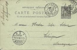 FRANCIA LANGRES ENTERO POSTAL H BELIGNE 1898 A SOLINGEN - Altri & Non Classificati