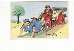 Carte 1950 Signée Jean De Preissac : Voiture ,automobile "auto-stop" - Preissac