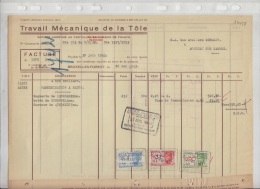 FACTURE TRAVAIL MECANIQUE DE LA TOLE BRUXELLES FOREST - 1943  + CACHET A VOIR - 1800 – 1899