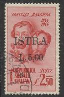 OCCUPAZIONE JUGOSLAVIA YUGOSLAVIA ISTRIA 1945 BANDIERA SOPRASTAMPATO ITALIA ITALY OVERPRINTED LIRE 5 SU 2,50 USED - Occup. Iugoslava: Istria