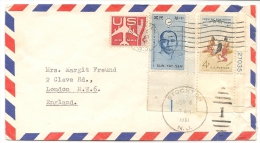 US - 3 - 1961 COVER To ENGLAND - VF CHINA SUT YAT-SEN + Frederic Remington Marginal Stamps - Briefe U. Dokumente