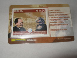 2009 - ITALIA TESSERA FILATELICA - OPERA PER IL MEZZOGIORNO - PADRE MINOZZI E PADRE SEMERIA - Cartes Philatéliques
