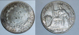 INDOCHINE 20 CENT ARGENT Titre 0.680 Poids 5,4gr 1937 état SPL - PIECE MONNAIE ARGENT, INDO-CHINE FRANCE COLONIES - Other & Unclassified