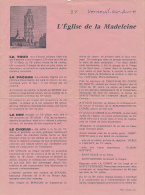 Descriptif Touristique Pour Visite: Eglise De La Madeleine, Verneuil-sur-Avre, Eure, Page (21 Cm Sur 27,7 Cm) - Normandie