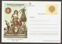 Portugal Carte Entier Postal 2011 Centenaire Republique Drapeau Géographie Postal Stationary Republic Flag Geography - Other & Unclassified
