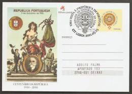 Portugal Entier Postal 2011 Republique Drapeau Géographie Cachet Premier Jour Stationery Republic Flag Geography Pmk - Andere & Zonder Classificatie