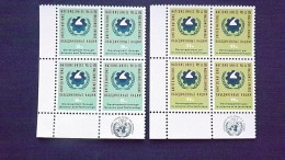 UNO-New York 124/5 Yt 110/1 Sc 114/5 Eckrandviererblock EVB ´C´ **/MNH, Wissenschaft - Unused Stamps