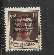 CLN COMITATO LIBERAZIONE NAZIONALE BOLOGNA 1945  RSI OVERPRINTED SOPRASTAMPATO 30 CENT. MNH - Centraal Comité Van Het Nationaal Verzet (CLN)