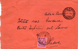 1950  LETTERA CON ANNULLO   BASTIA DI ROVOLON   PADOVA - Taxe