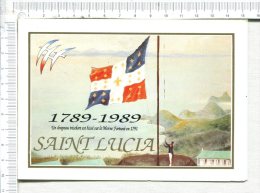SAINT LUCIA  -  1789 - 1989  -  Un Drapeau Tricolore Est Hissé Sur Le Morne Fortuné  En   1791 - Maquette D Un Timbre - Santa Lucia