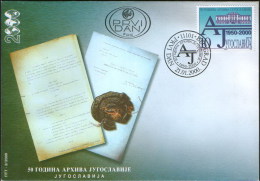 Yugoslavia 2000 50th Anniversary Of Yugoslav Archives, FDC - Storia Postale