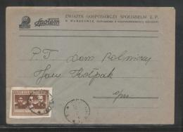 POLAND 1948 LETTER SPOLEM NOWY DWOR MAZOWIECKI SINGLE FRANKING 15 ZL CULTURE 1ST ISSUE - Cartas & Documentos