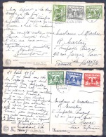 LOT De 2 CPA Avec Affranchissements Composes De 3 Timbres Annees 1936 Pour LE HAVRE - Brieven En Documenten