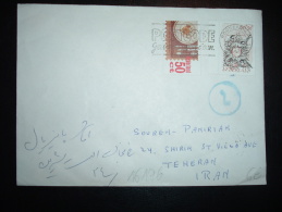 LETTRE POUR L'IRAN TP 50C + 30C + TP 50C OBL.MEC. 23.?.85 ROOSENDAAL + CACHET BLEU IRAN - Covers & Documents