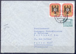 Lettre  Cachet BERLIN  Le 3 5 1956  Affranchie Avec 3 Timbres  Dont 1 BANDE  De 2 Pour PARIS - Covers & Documents