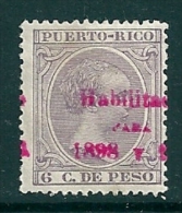 Puerto Rico 1898 Optd Habilitado Para 1898 Y 99 MM* - Porto Rico