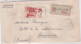 MAROC - 1948 - ENVELOPPE RECOMMANDEE  Par AVION De CASABLANCA Pour MASCARA (ALGERIE) - Lettres & Documents