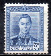 NEW ZEALAND 1938 King George VI  - 3d. - Blue  MH - Ungebraucht