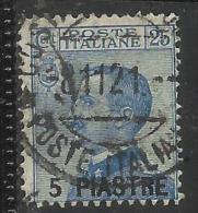 ITALY ITALIA LEVANTE COSTANTINOPOLI 1921 5 PIASTRE SU 25 CENT. USED TIMBRATO - European And Asian Offices