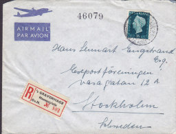 Netherlands Airmail Registered Recommandée Einschreiben ´s-GRAVENHAGE (Nassauplein) Label 1947 Cover Brief To Sweden - Lettres & Documents