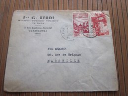 Judaïca Lettre Avion KEHDI Casablanca Maroc  Affr Composé Ex Protectorat Français Shahum Manufacture Marseillaise - Storia Postale