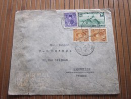 1945 Marcophilie Lettre Par Avion By Air Mail Cairo Le Caire Égypte Égypt Affranchissement Composé Pour Marseille - Cartas & Documentos