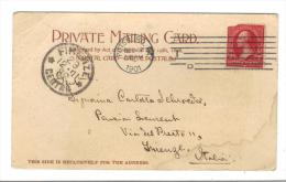 VER3125 - STATI UNITI ,  Private Mailing Card  Per L'Italia 17/12/1901 . F.Bollo Rovinato - Storia Postale