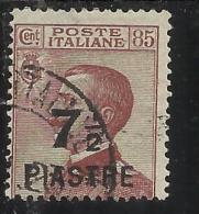 LEVANTE COSTANTINOPOLI 1922 SOPRASTAMPATO D'ITALIA ITALY OVERPRINTED PIASTRE 7 1/2 MEZZO 7,50 SU CENT. 85 USATO USED - Bureaux D'Europe & D'Asie