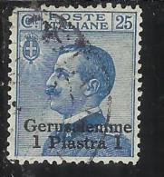 LEVANTE GERUSALEMME 1909 - 1911 PIASTRE 1 SU 25 CENTESIMI TIMBRATO USED - Bureaux D'Europe & D'Asie