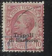 TRIPOLI DI BARBERIA 1909 SOPRASTAMPATO D´ITALIA ITALY OVERPRINTED CENT. 10 C USATO USED OBLITERE' - European And Asian Offices