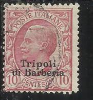 TRIPOLI DI BARBERIA 1909 SOPRASTAMPATO D´ITALIA ITALY OVERPRINTED CENT. 10 C USATO USED OBLITERE' - European And Asian Offices