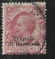 TRIPOLI DI BARBERIA 1909 SOPRASTAMPATO D´ITALIA ITALY OVERPRINTED CENT. 10 C USATO USED OBLITERE' - Bureaux D'Europe & D'Asie