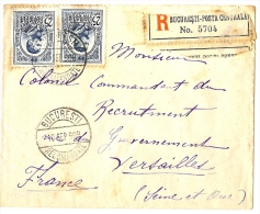 LBL20/5- ROUMANIE - PETITE LETTRE RECOMMANDEE A DESTINATION DE VERSAILLES SEPTEMBRE 1909 - Marcofilie