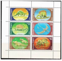 Bulgaria - 1990 - Usato/used - Dinosauri - Foglio Intero - Mi N. 3840/45 - Oblitérés