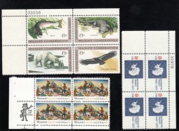 Lot Of 3 US Stamp Mr. ZIP & Plate # Blocks Of 4 #1426 1427-30 1431 Missouri Statehood Wildlife Conservation Antarcti - Plattennummern